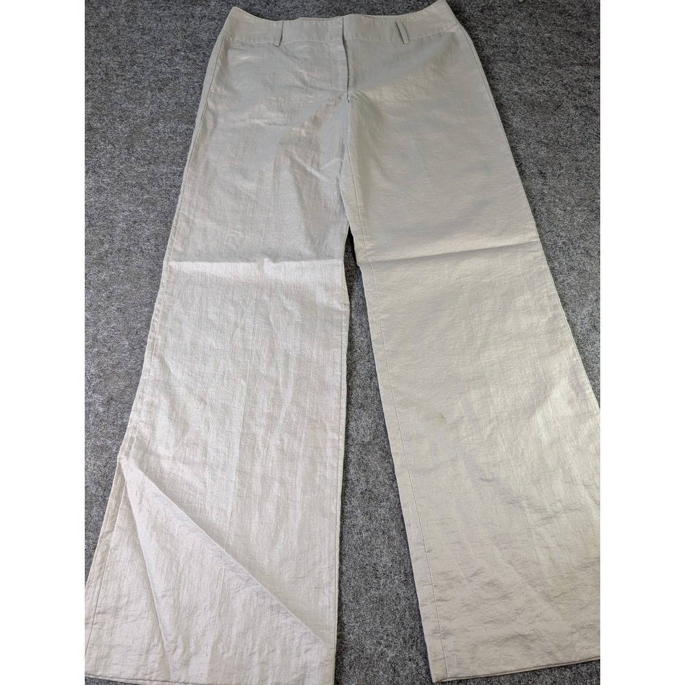 Shin Choi Womens Silver Wide Leg Trousers Italian Fabric Made in USA Size 12